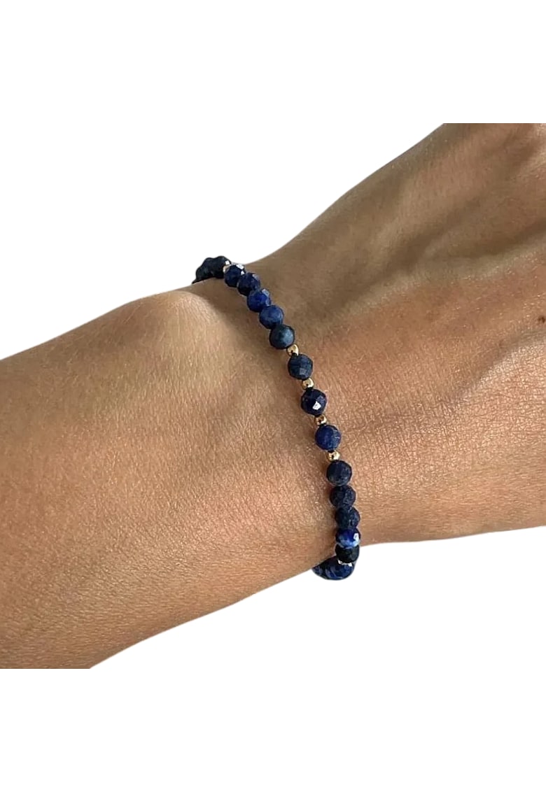 Bratara din argint placat cu aur cu cristale din Lapis Lazuli fatetate - 4mm