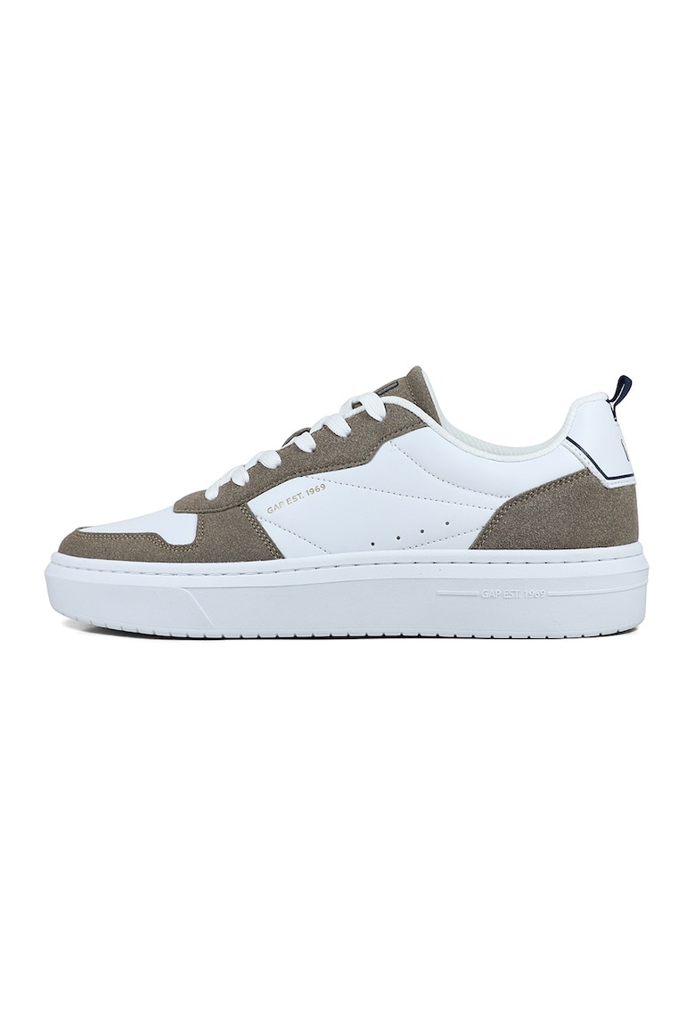 Pantofi sport low-cut cu sireturi - Alb/Maro taupe