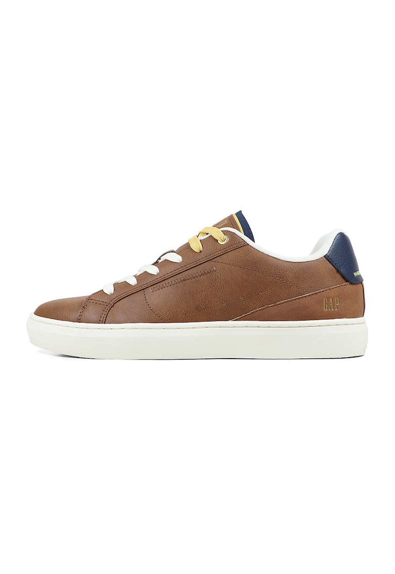 Pantofi sport low-cut piele ecologica cu sireturi - Caramel