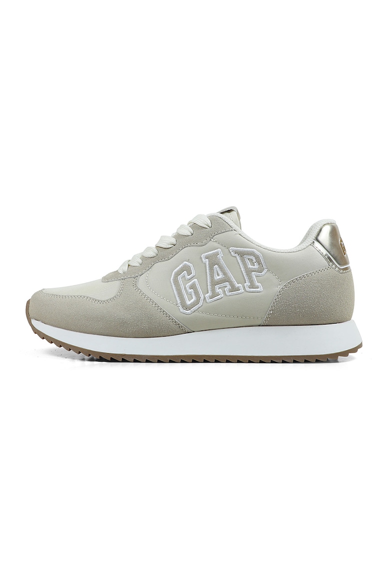 Pantofi sport wedge cu imprimeu logo - Alb murdar/Grej