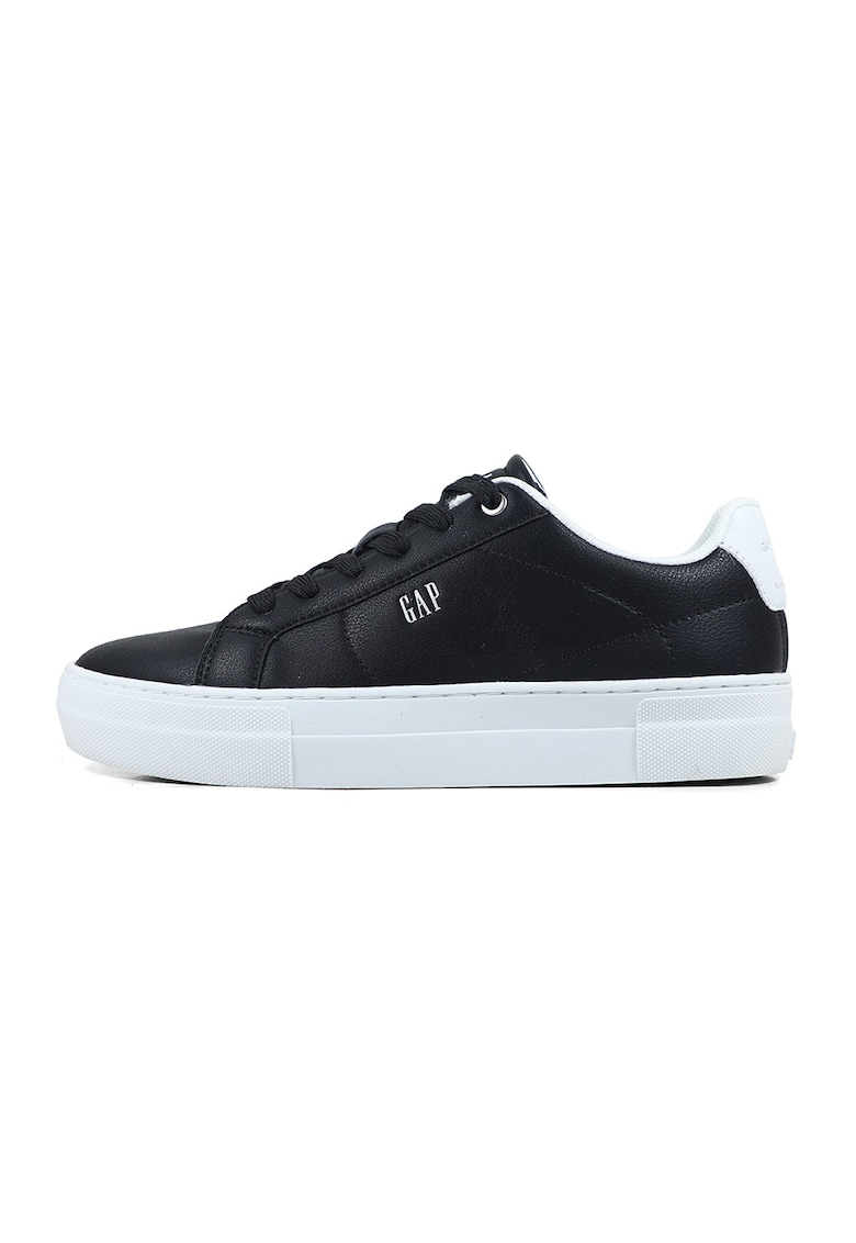 Pantofi sport low-cut de piele ecologica cu logo - Negru