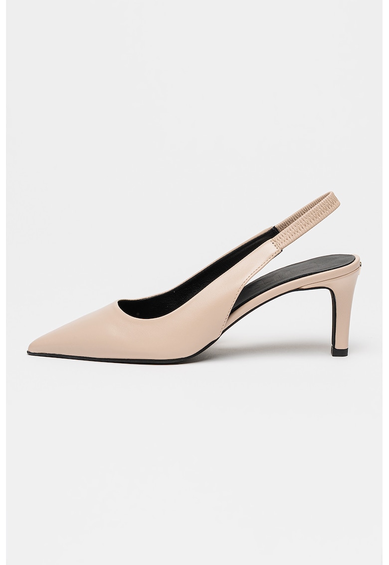Pantofi slingback cu varf ascutit si toc - Roz deschis