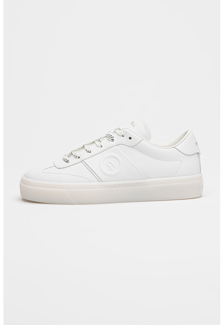 Pantofi sport din piele cu detaliu monograma lateral - Alb