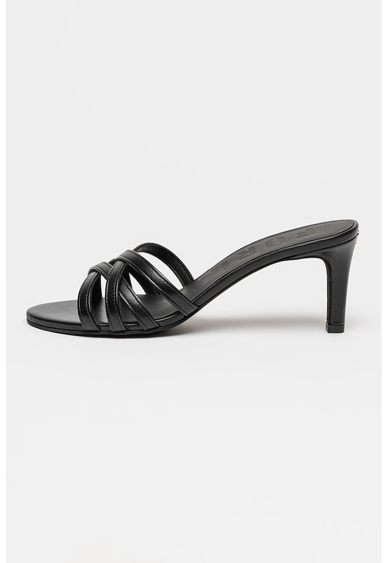 Papuci din piele cu toc Essential - Negru