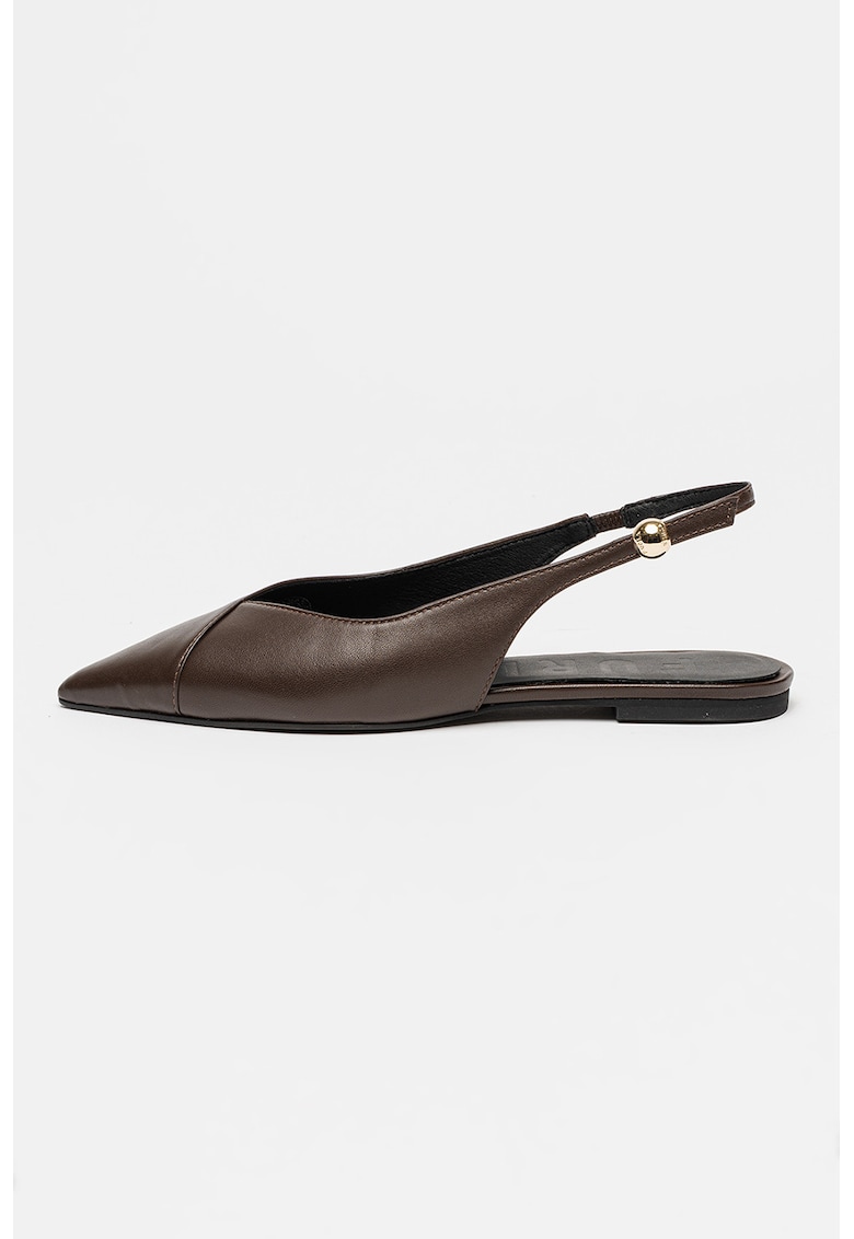 Balerini slingback din piele cu varf ascutit Sfera - Maro inchis
