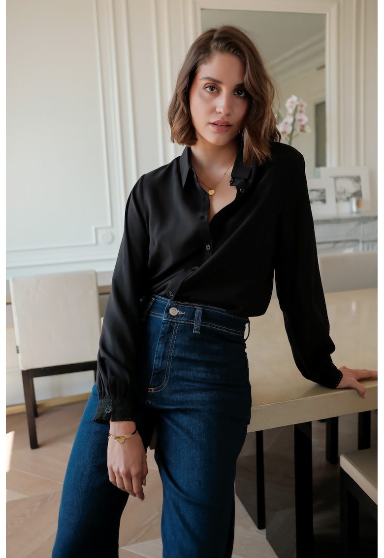 Camasa neagra premium cu detalii brodate - ASD93129 M10 19658 - Negru