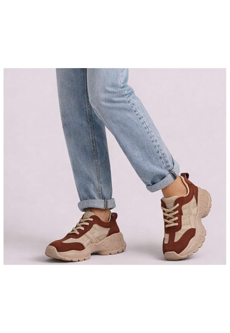 Pantofi sport - dama - 7109 rosu - piele intoarsa - Rosu