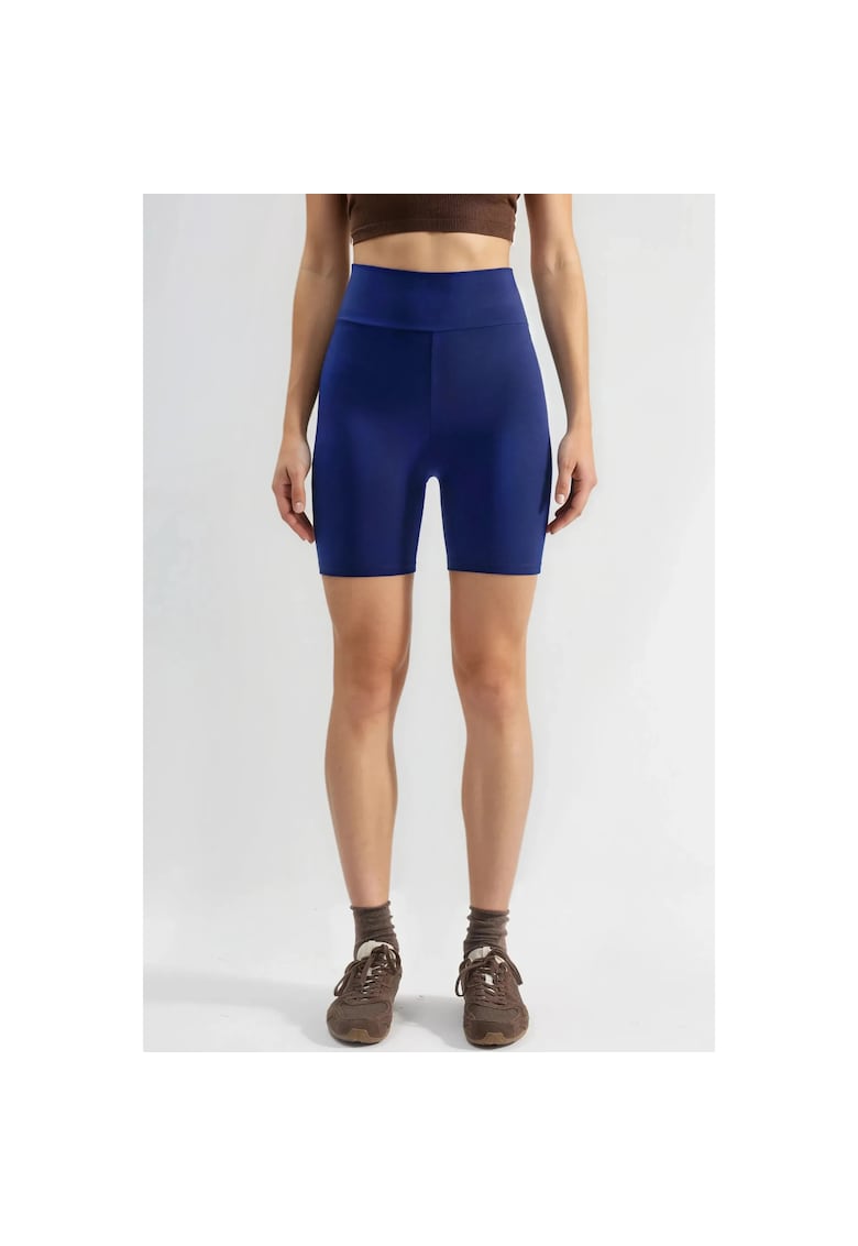 Pantaloni scurti - talie inalta - croiala stransa - bleumarin - tesatura tricotata -