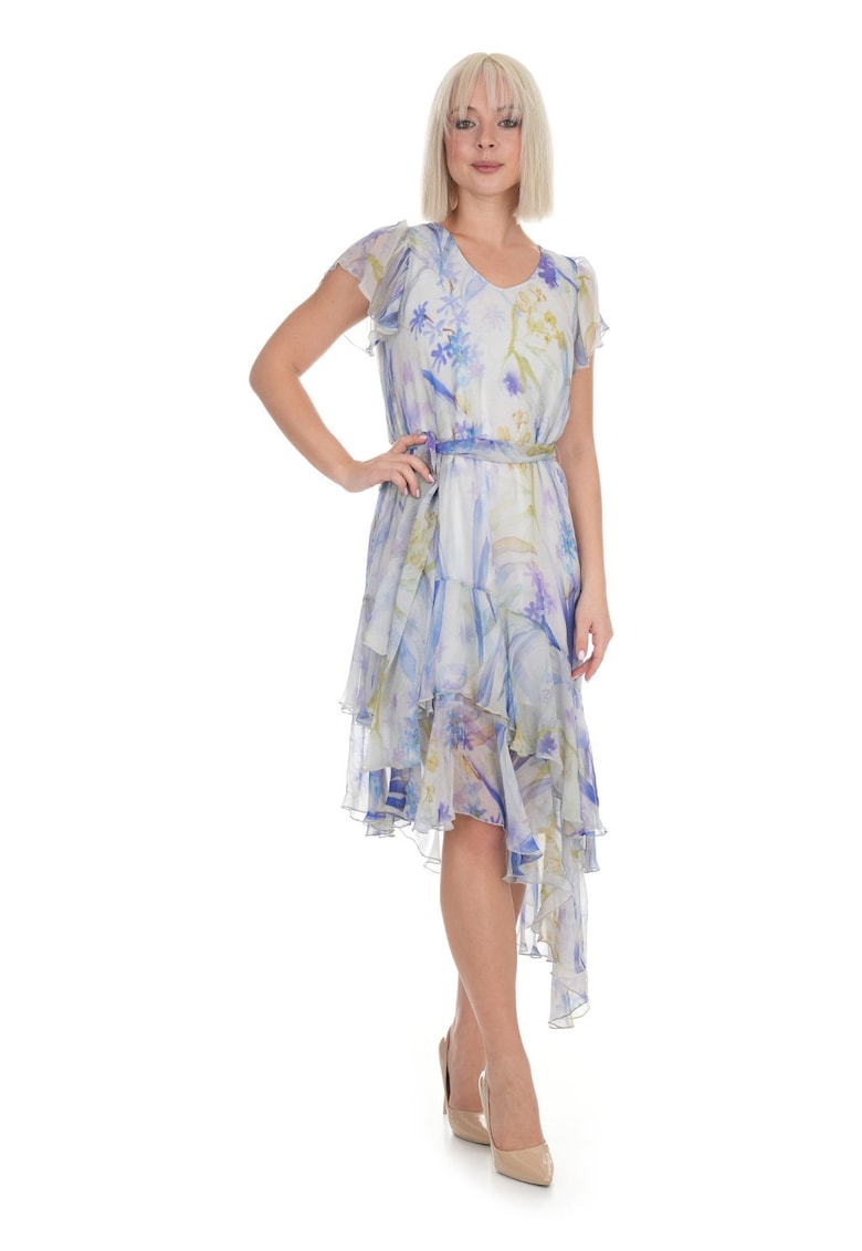 Rochie cu imprimeu floral asimetrica