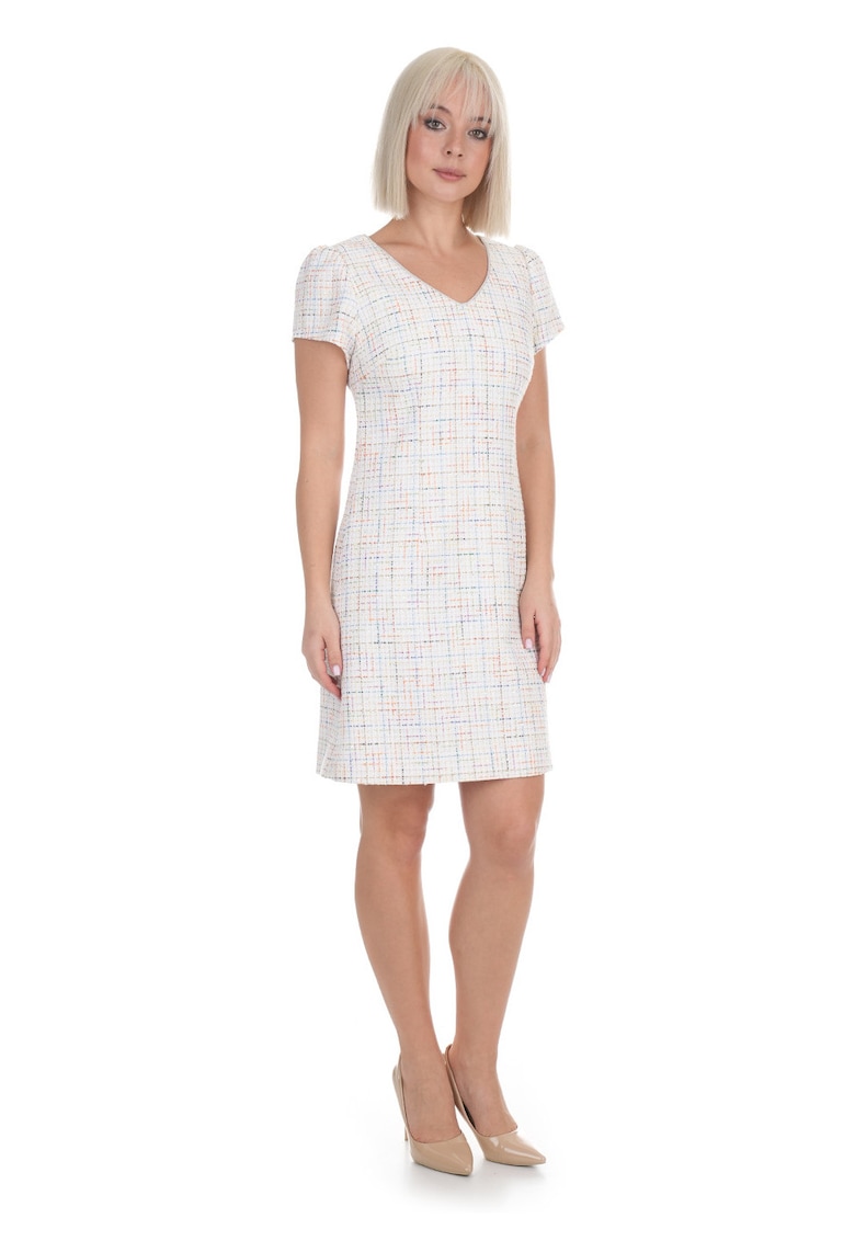 Rochie scurta din tweed cu paiete si insertii metalizate
