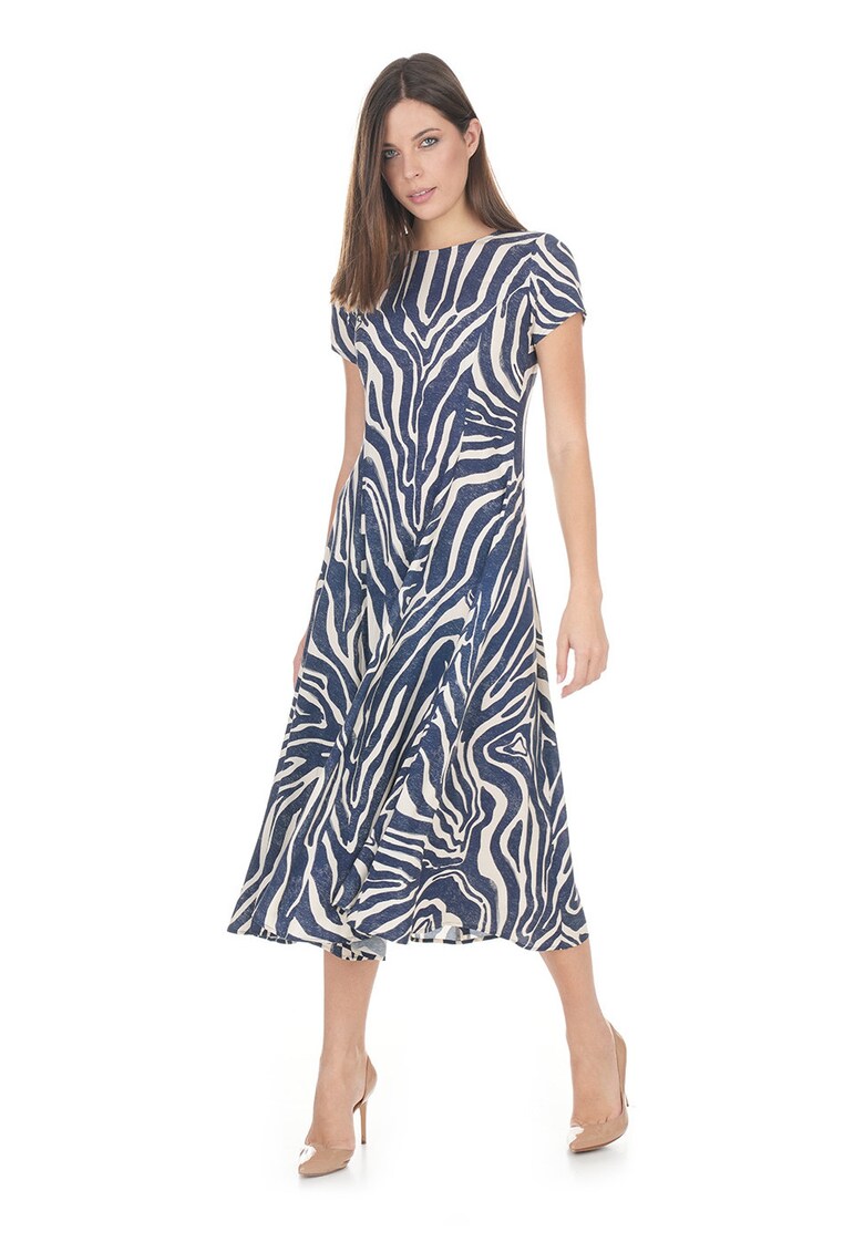 Rochie midi evazata cu imprimeu