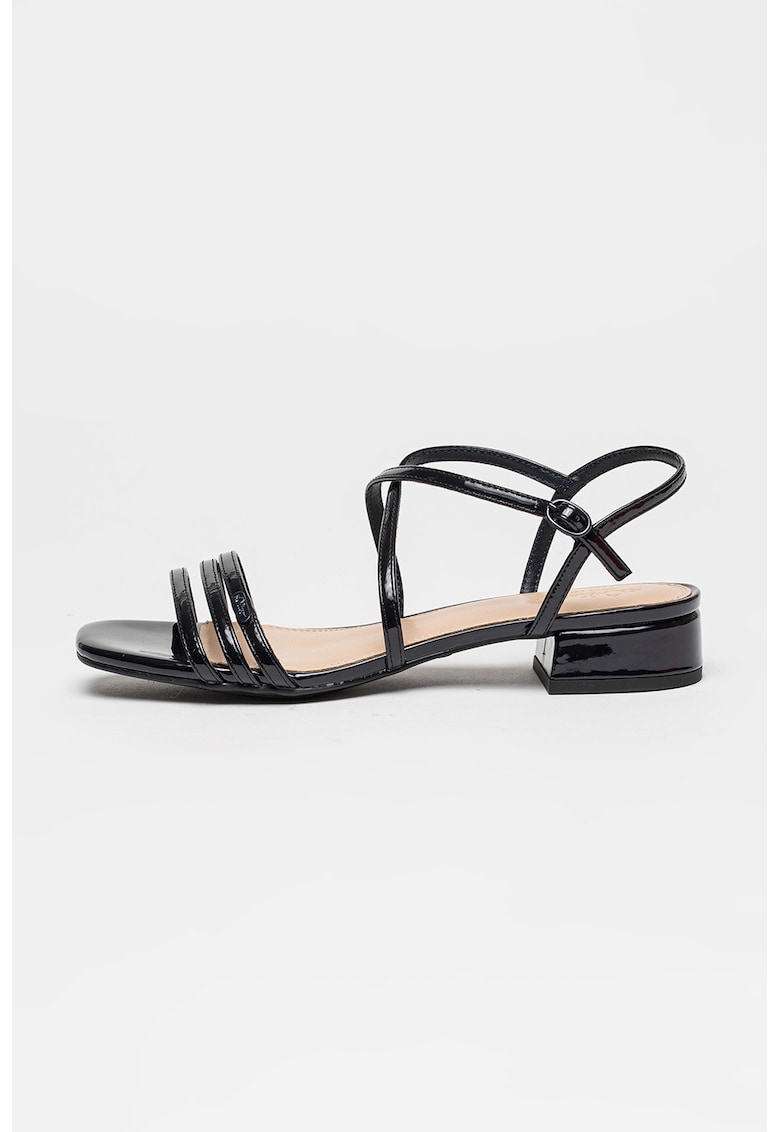 Sandale cu barete multiple si varf patrat - Negru