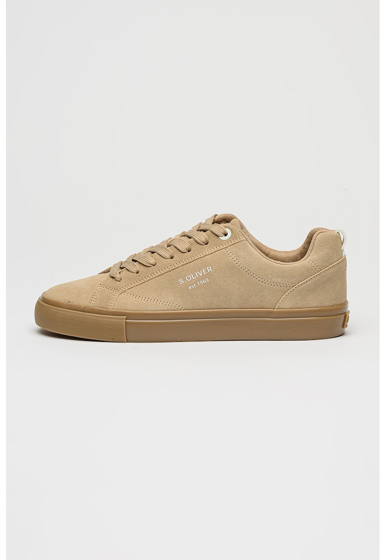 Pantofi sport din piele cu talpa plata - Maro nisip