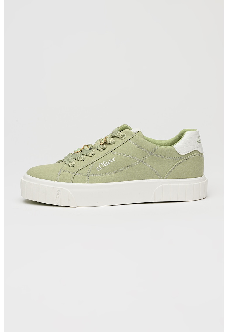Pantofi sport low cut din material textil - Verde sparanghel
