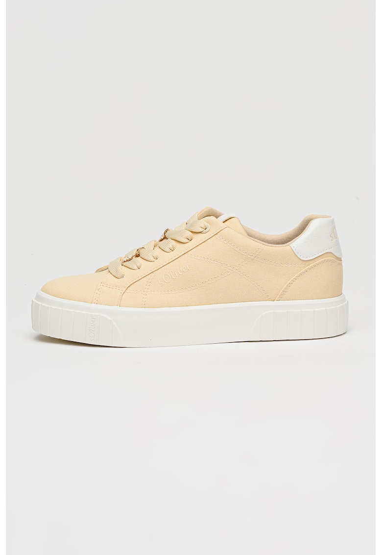 Pantofi sport low cut din material textil - Bej deschis