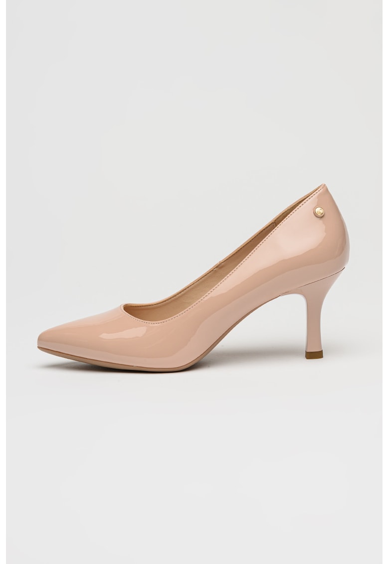 Pantofi din piele ecologica cu varf ascutit - Maro camel