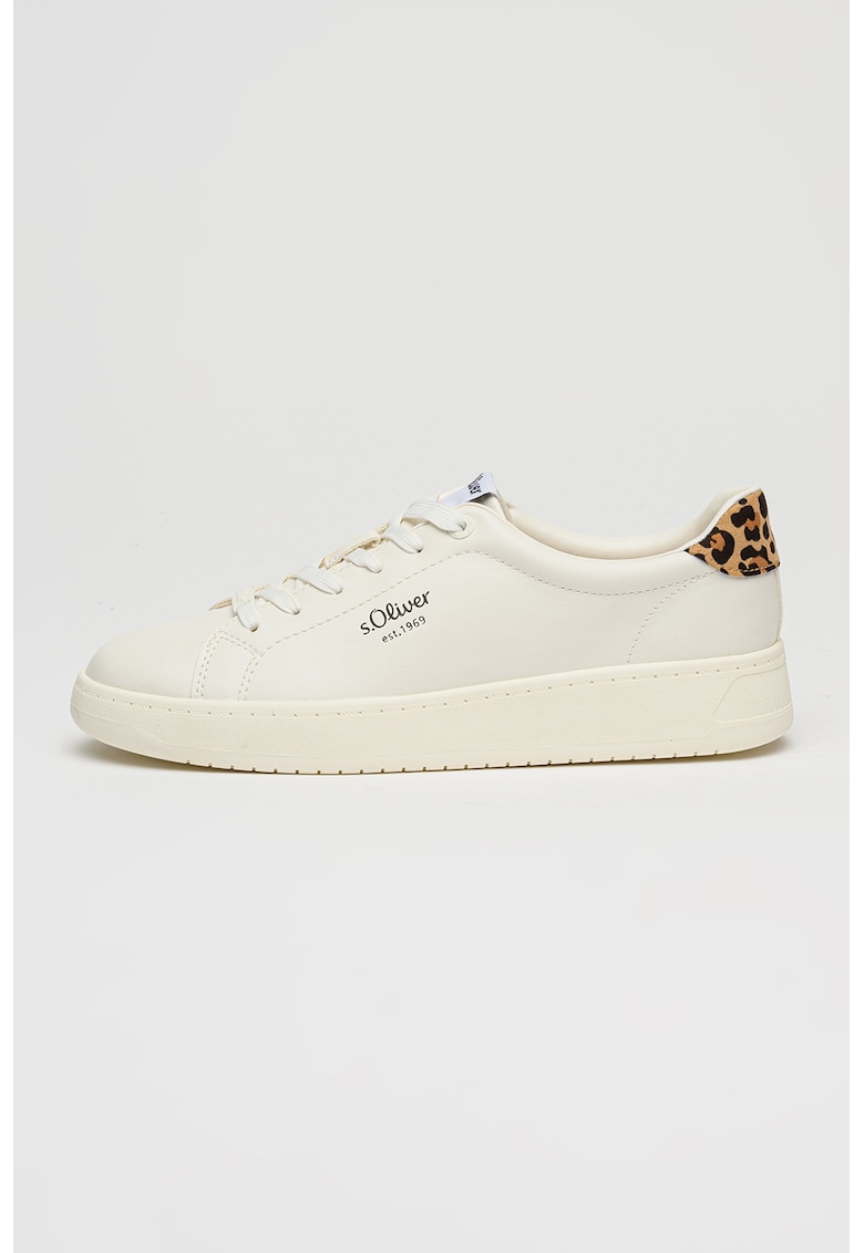 Pantofi sport low-cut cu detaliu logo - Negru/Portocaliu persan/Alb optic