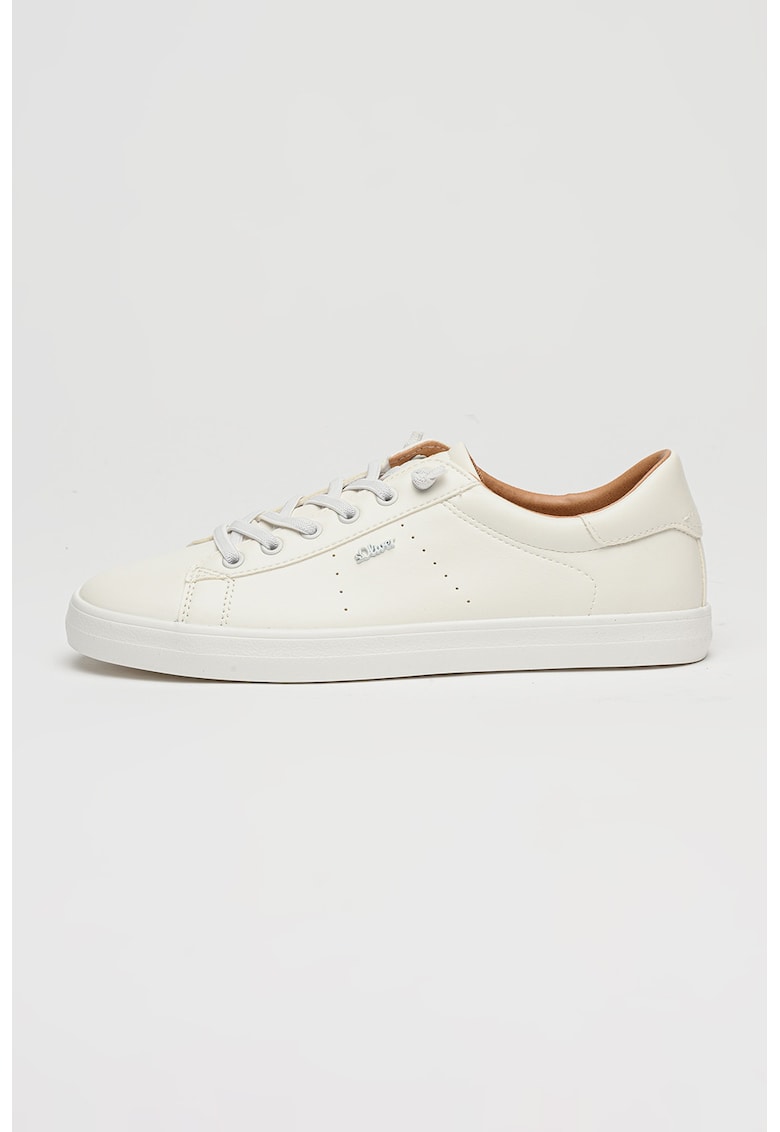 Pantofi sport low-cut din piele ecologica - Alb murdar