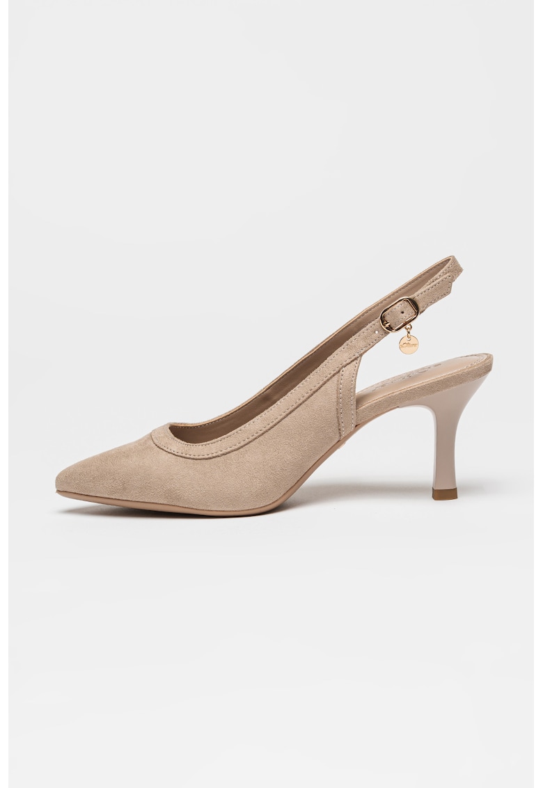 Pantofi slingback cu varf ascutit - Maro taupe deschis