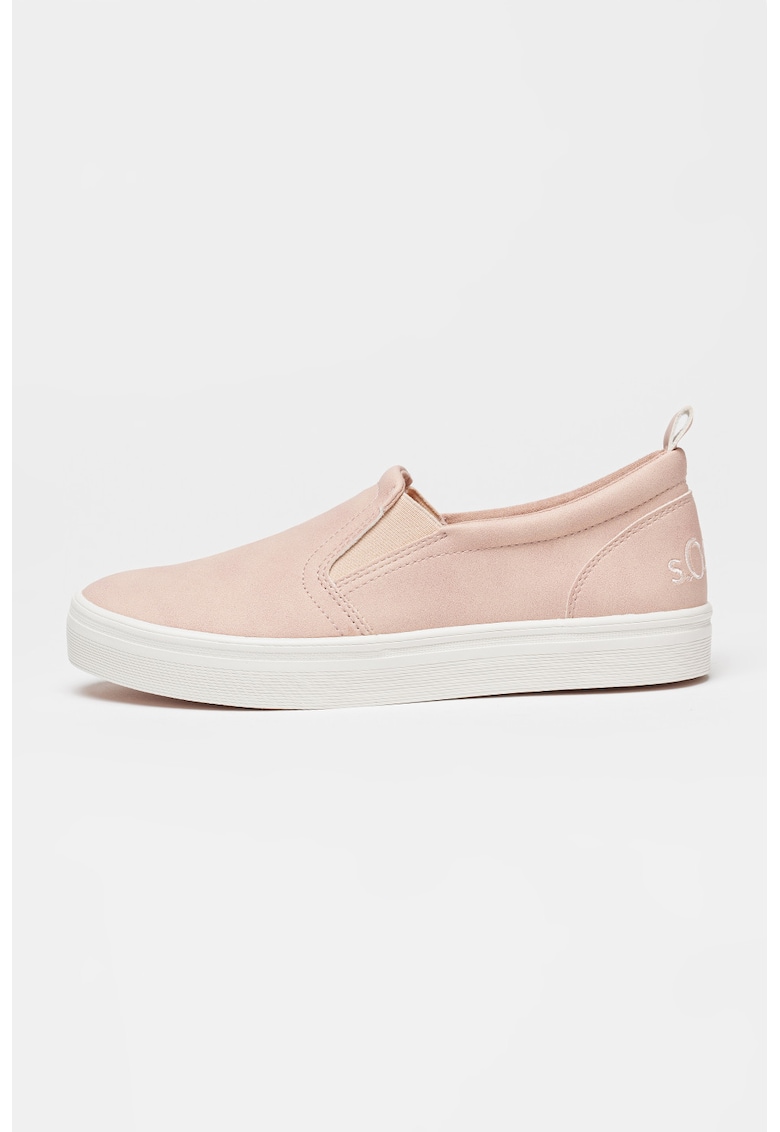 Tenisi slip-on din material textil - Roz prafuit deschis
