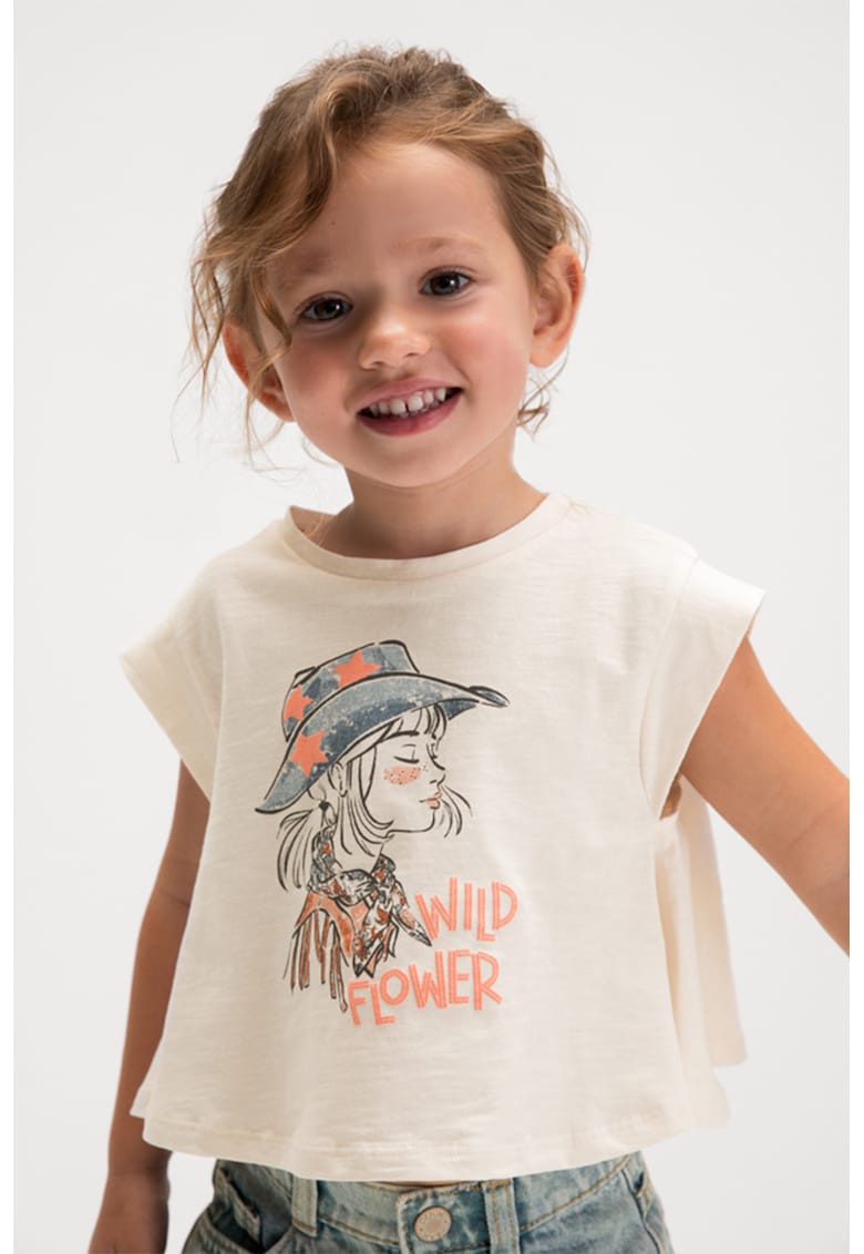 Tricou evazat din bumbac cu imprimeu