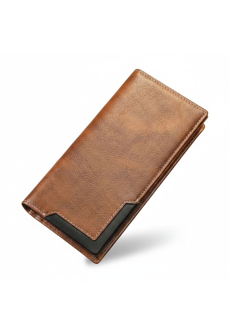 Portofel din piele naturala cu protectie anti scanare carduri RFID Treviso - Maro camel