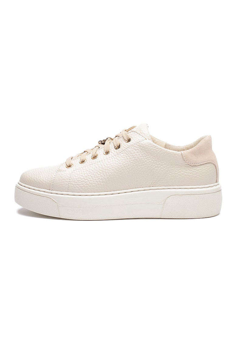 Pantofi sport June din piele cu model uni - Bej deschis