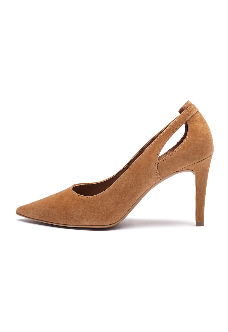 Pantofi stiletto din piele intoarsa cu decupaje Phoebe - Caramel