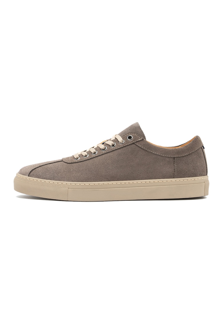 Pantofi casual din piele intoarsa cu sireturi - Gri inchis