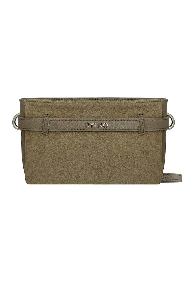 Geanta crossbody din piele cu detaliu logo - Verde masliniu