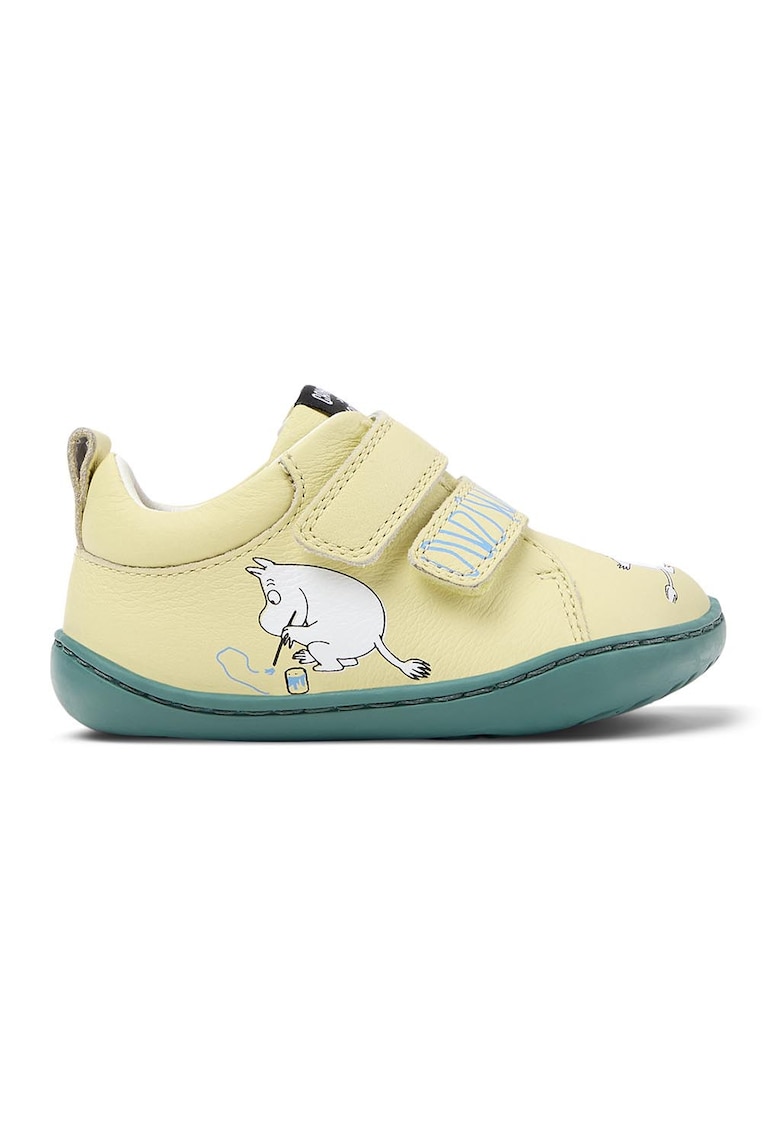 Pantofi sport Peu de piele cu velcro - Galben deschis