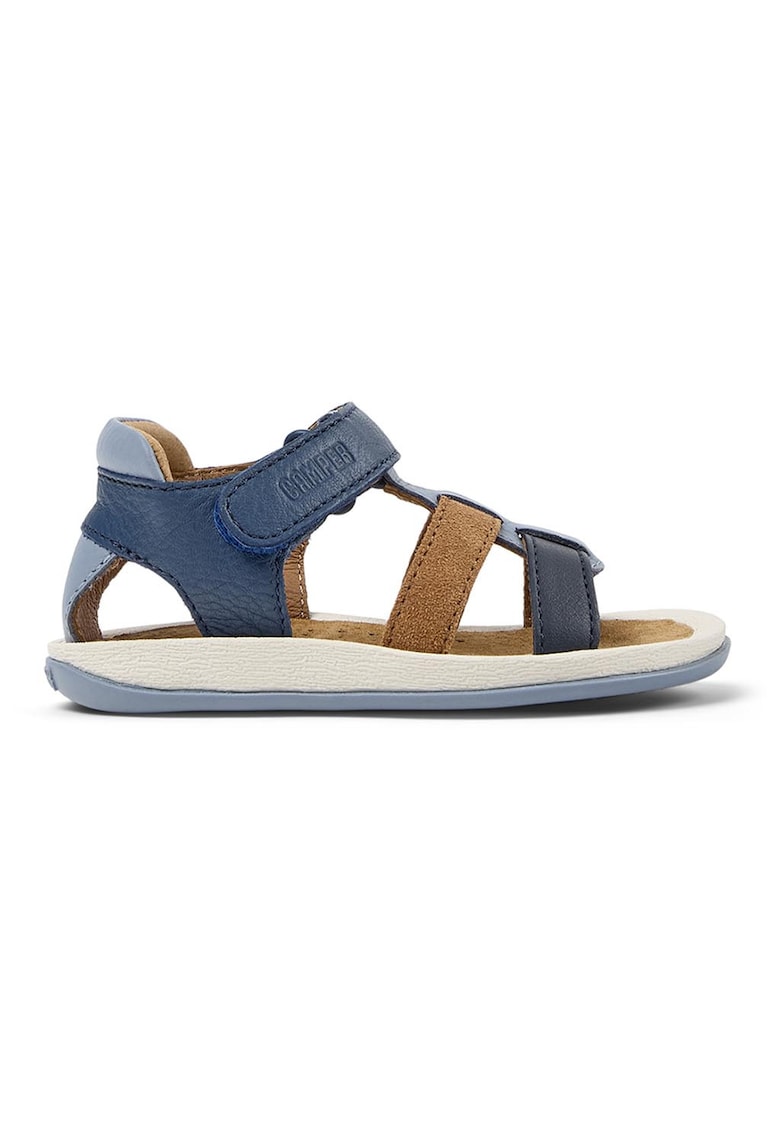 P Sandale din piele si piele intoarsa cu velcro Bicho - Albastru deschis/Albastru