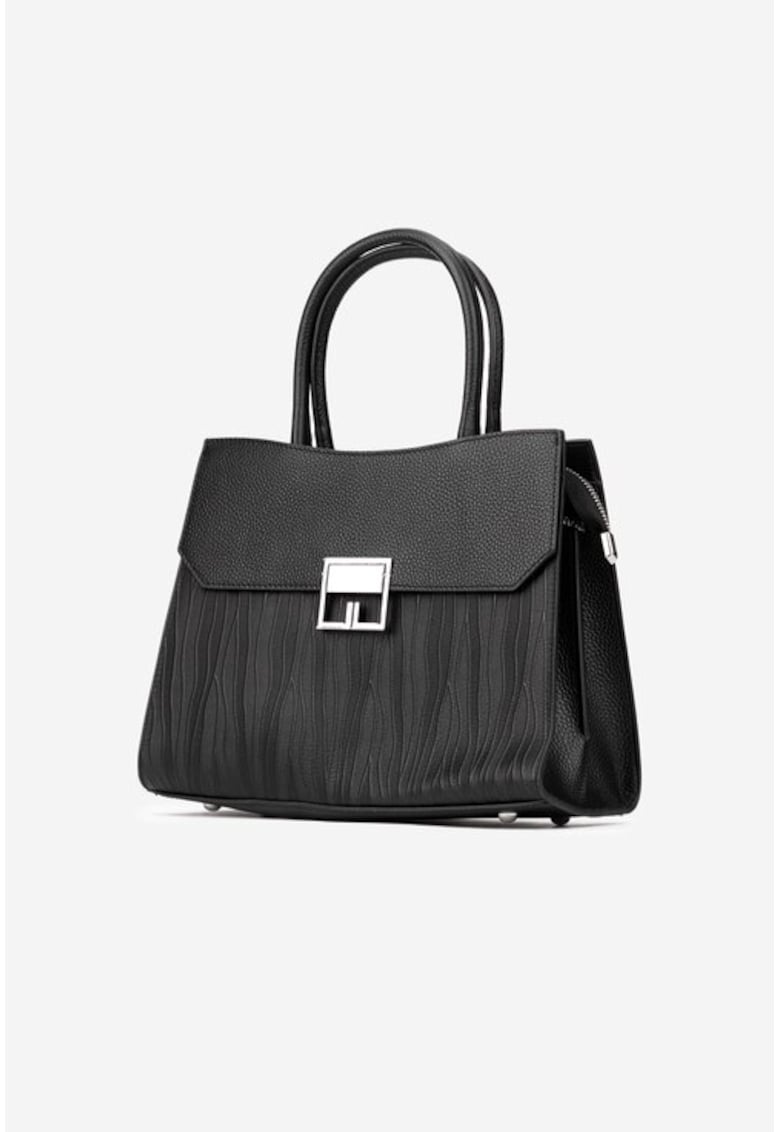 Geanta dama din piele cu model - Negru