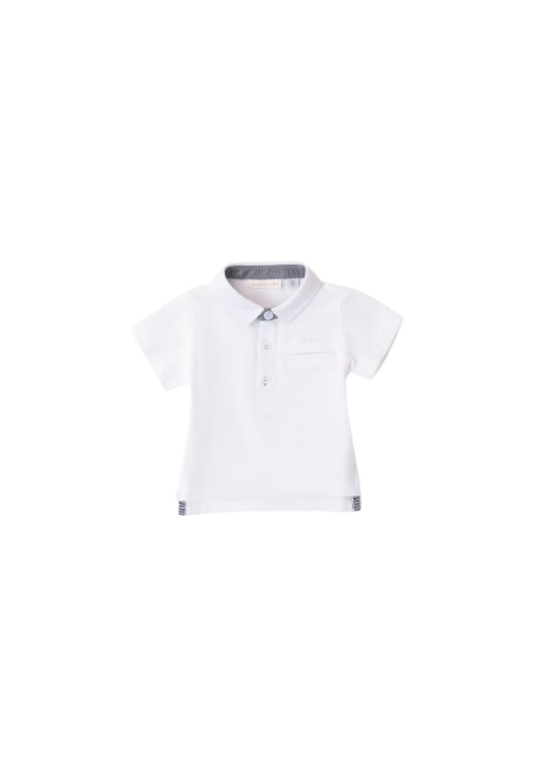 Tricou polo baieti din bumbac 100% alb Cu guler clasic si inchidere cu nasturi