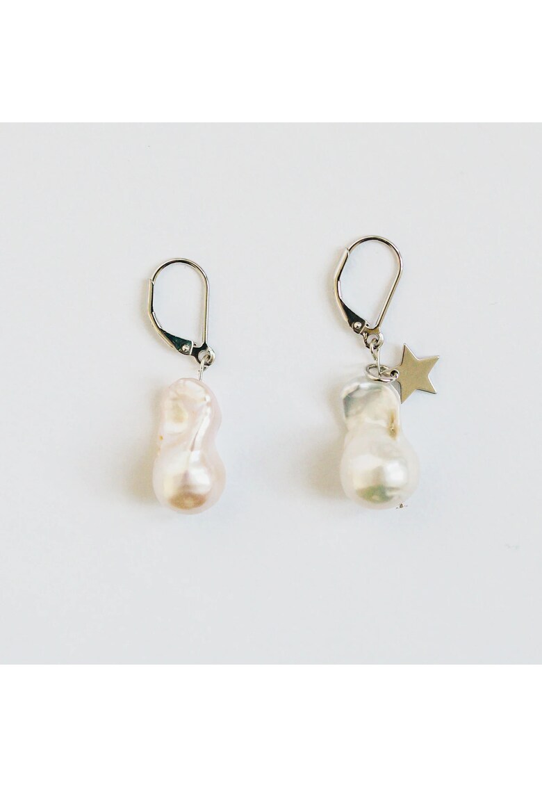 Cercei argintiu cu alb - argint 925 - perle de cultura - handmade