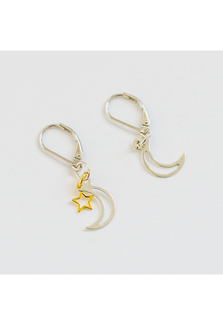 Cercei argintii cu placaj aur 14K - handmade