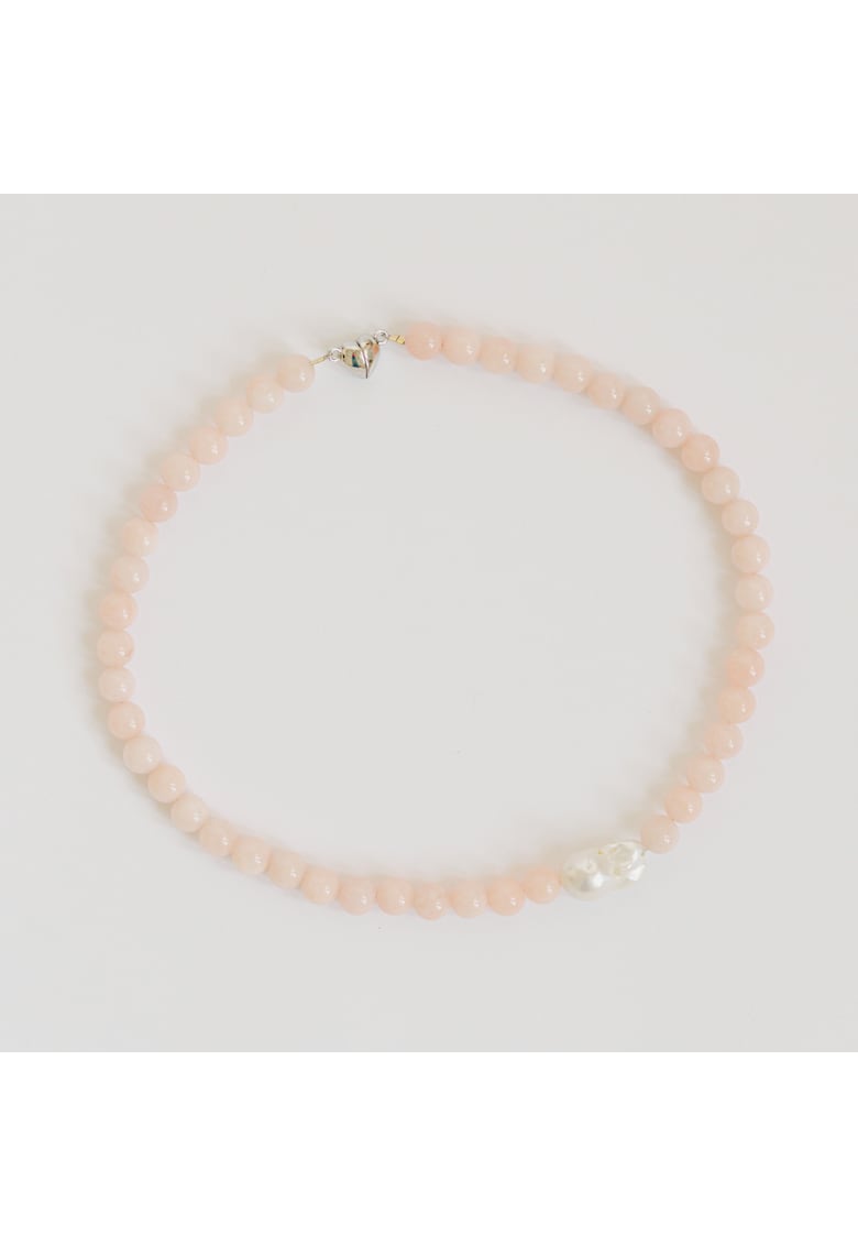 Colier cu accesorii cupru si pietre semipretioase - handmade - culoare somon