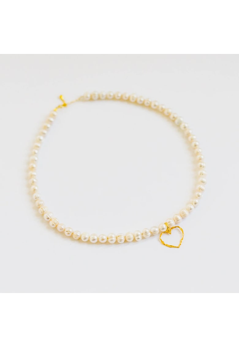 Colier perle de cultura - argint placat cu aur 24K - alb si auriu