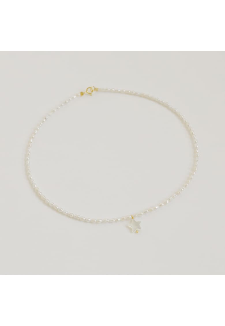 Colier handmade - perle de cultura - accesorii argint 925 placat cu aur - alb