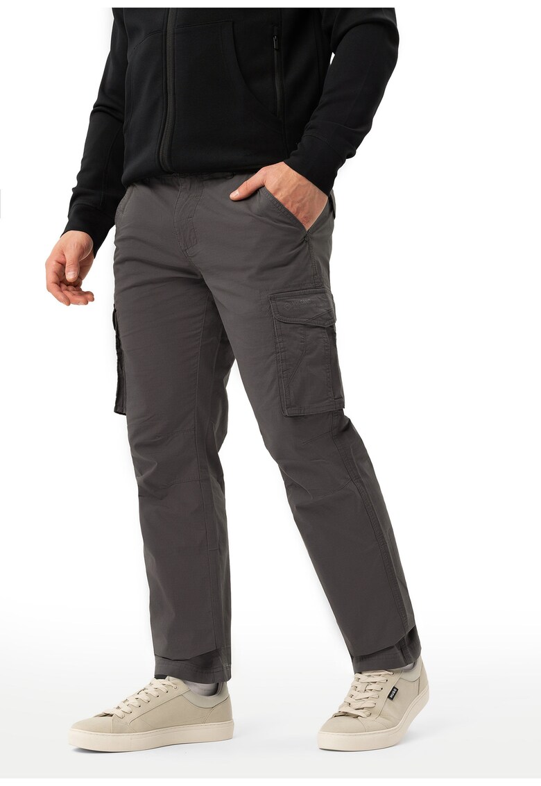 Pantaloni cargo din bumbac - sapte buzunare - regular fit - picior drept - R-Gun - grafit - Gri grafit