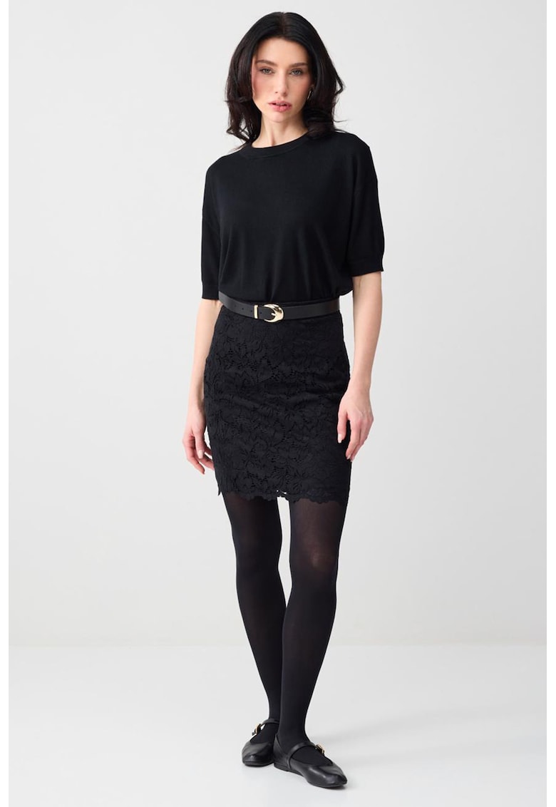 Fusta mini din dantela - Negru