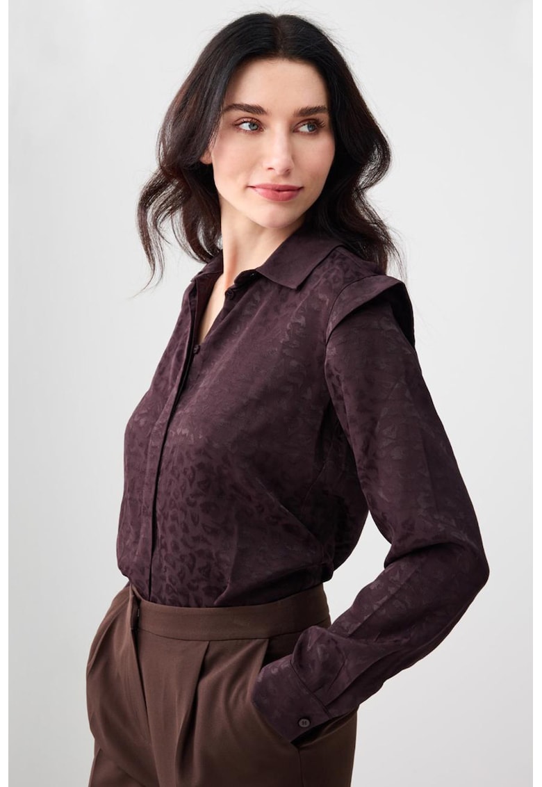 Camasa regular-fit cu model uni - Maro cognac