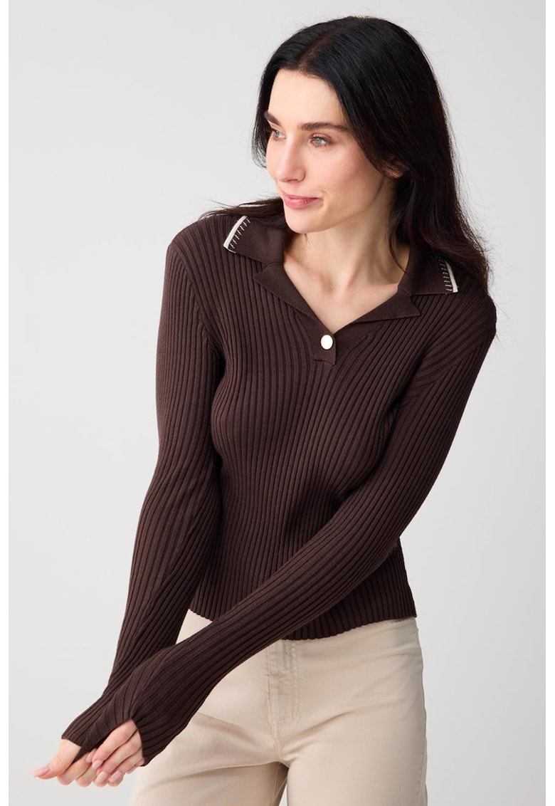 Bluza polo cu straitii - Maro