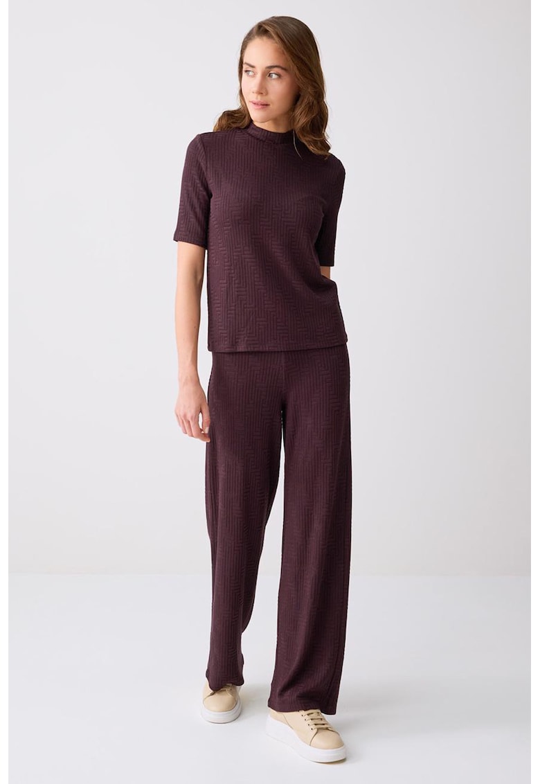Bluza texturata cu maneci scurte - Violet tyrian