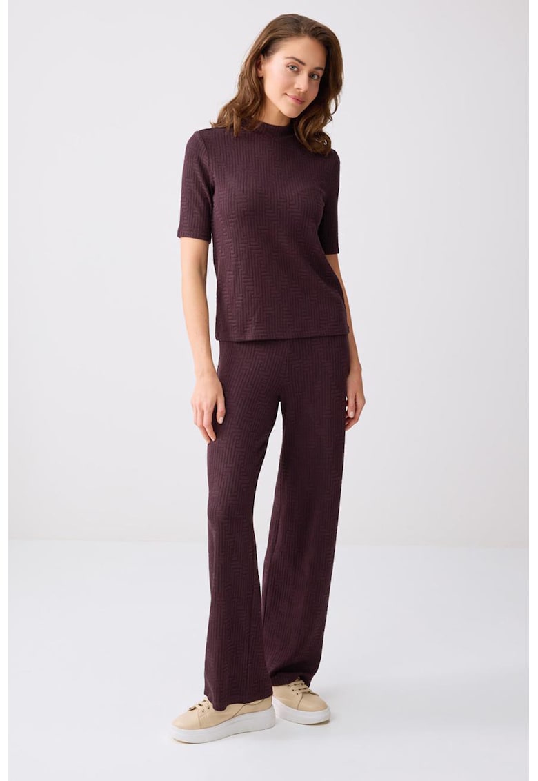 Pantaloni din tricot cu croiala ampla - Maro cognac