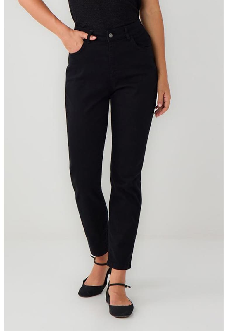 Blugi regular-fit cu talie inalta - Negru