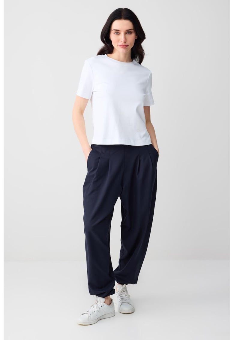 Pantaloni lejeri cu pliuri - Bleumarin