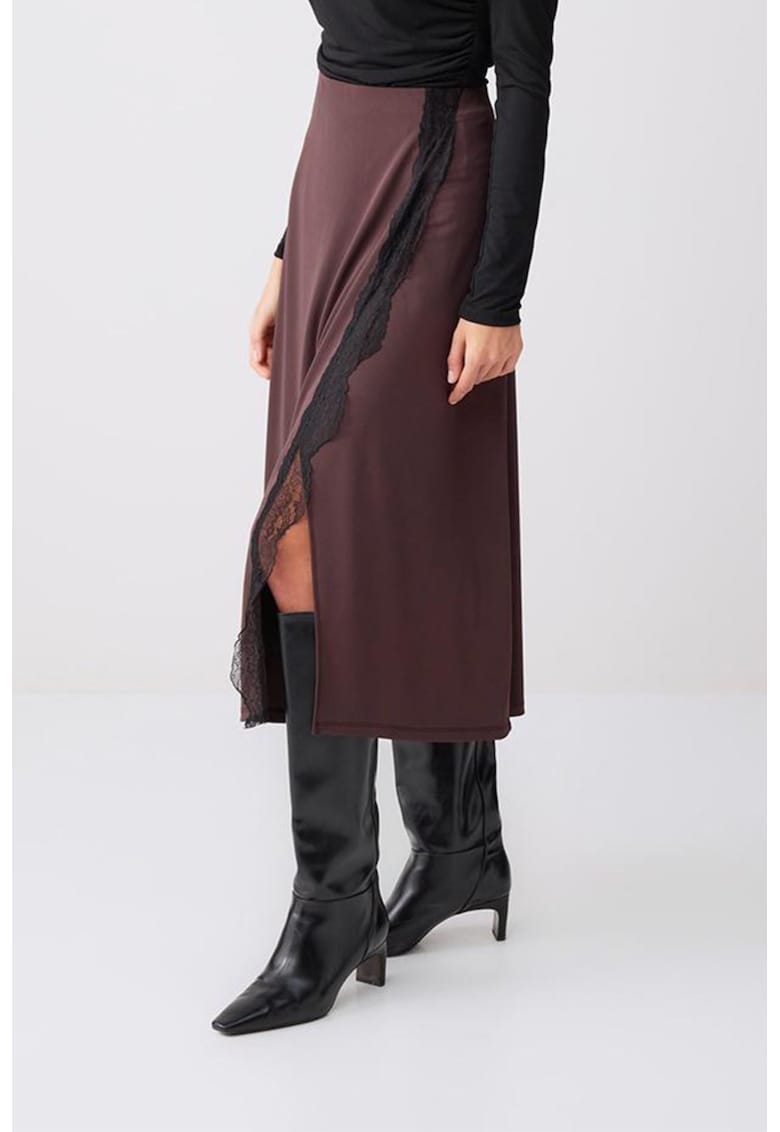 Fusta cu slit laterale - Maro cognac