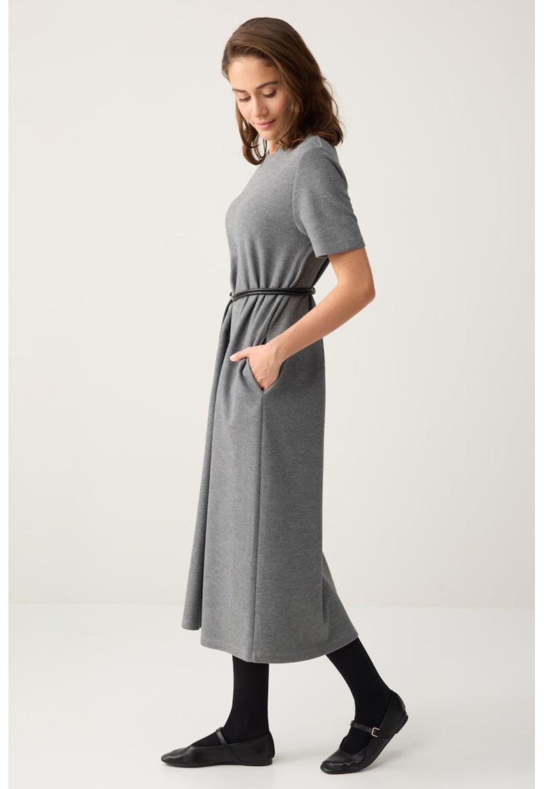 Rochie lejera cu maneci scurte - Gri melange