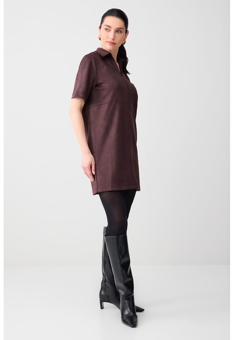 Rochie lejera cu decolteu in V - Maro cognac
